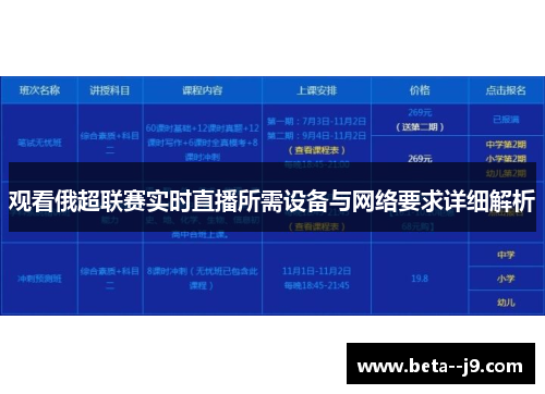 观看俄超联赛实时直播所需设备与网络要求详细解析