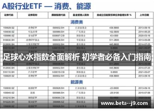 足球心水指数全面解析 初学者必备入门指南 足球心水指数全面解析 初学者必备入门指南